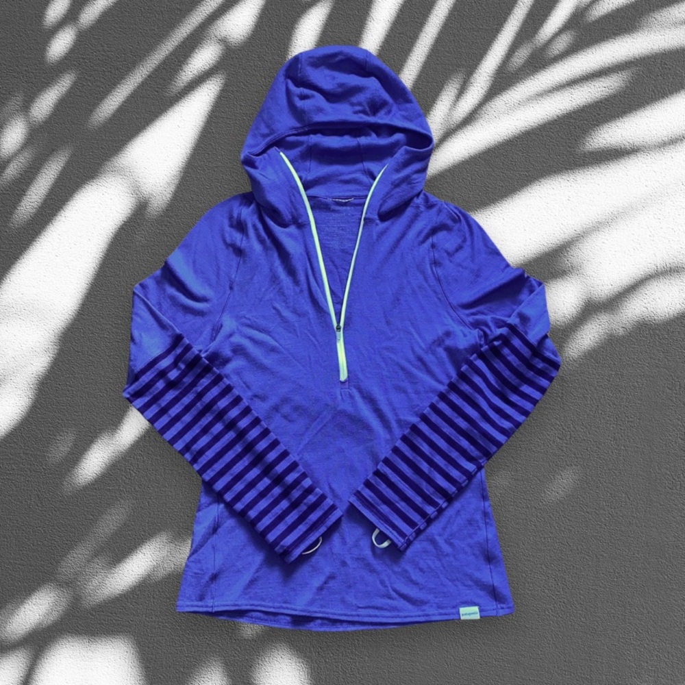 Patagonia Purple Capilene Zip Neck Hoody Sweatshirt